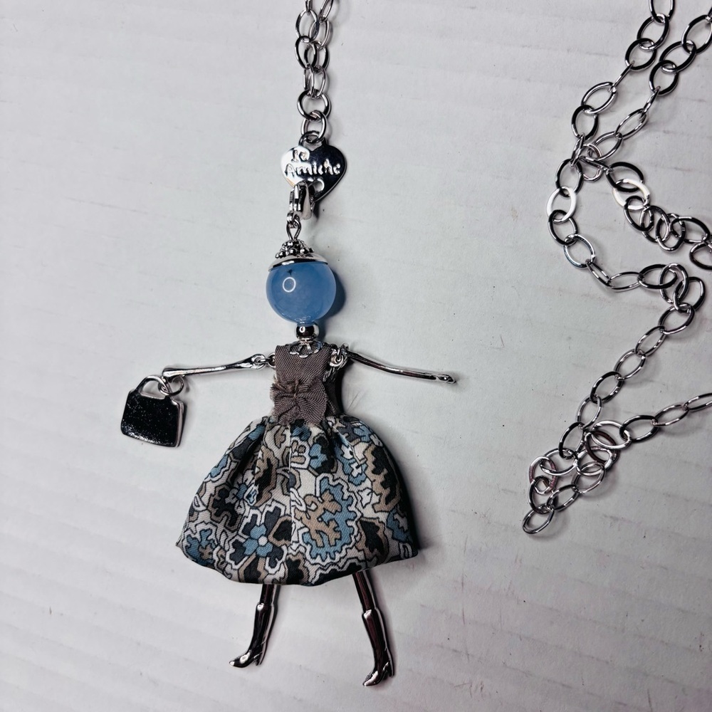 LE AMICHE Sky Blue Jade Doll Charm Necklace - Picture 2 of 6